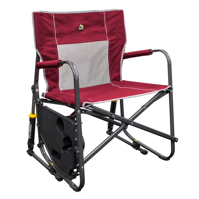 GCI Outdoor Freestyle Rocker XL Portable Folding Rocking Chair, Outdoor Camping Chair with Side Table, Aluminum