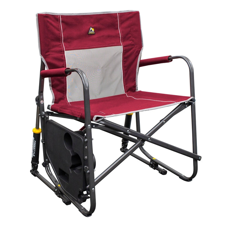 GCI Outdoor Freestyle Rocker XL Portable Folding Rocking Chair, Outdoor Camping Chair with Side Table, Aluminum