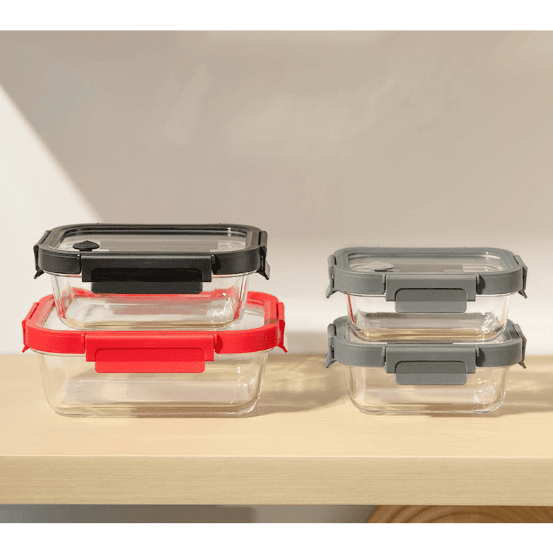 Glass Containers & Lids - Rectangular