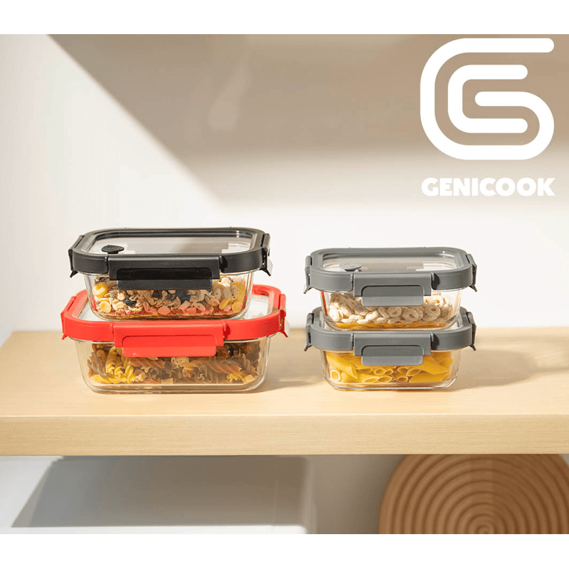 Glass Containers & Lids - Rectangular