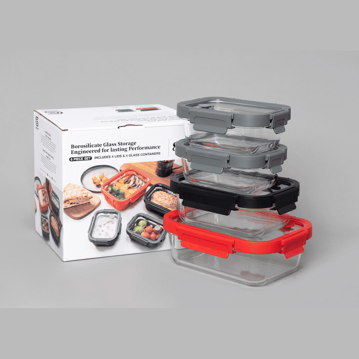 Glass Containers & Lids - Rectangular