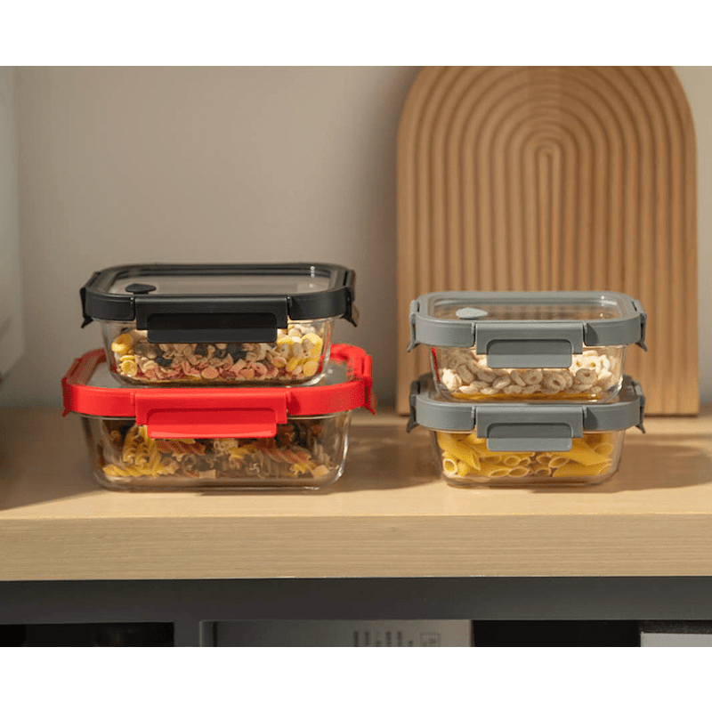 Glass Containers & Lids - Rectangular