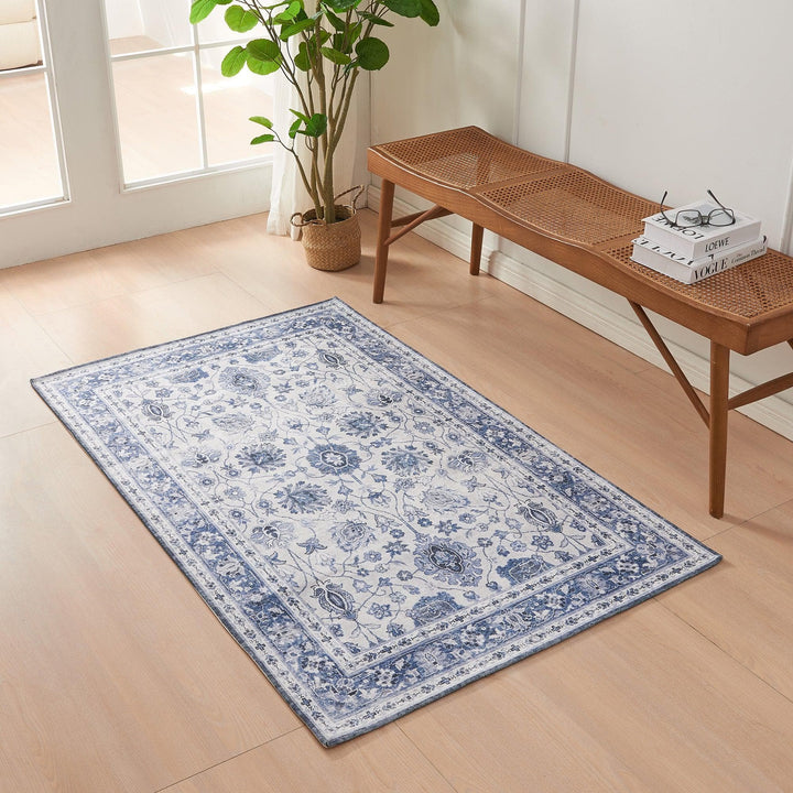 Machine Washable Floral Accent Area Rug 3' x 5'