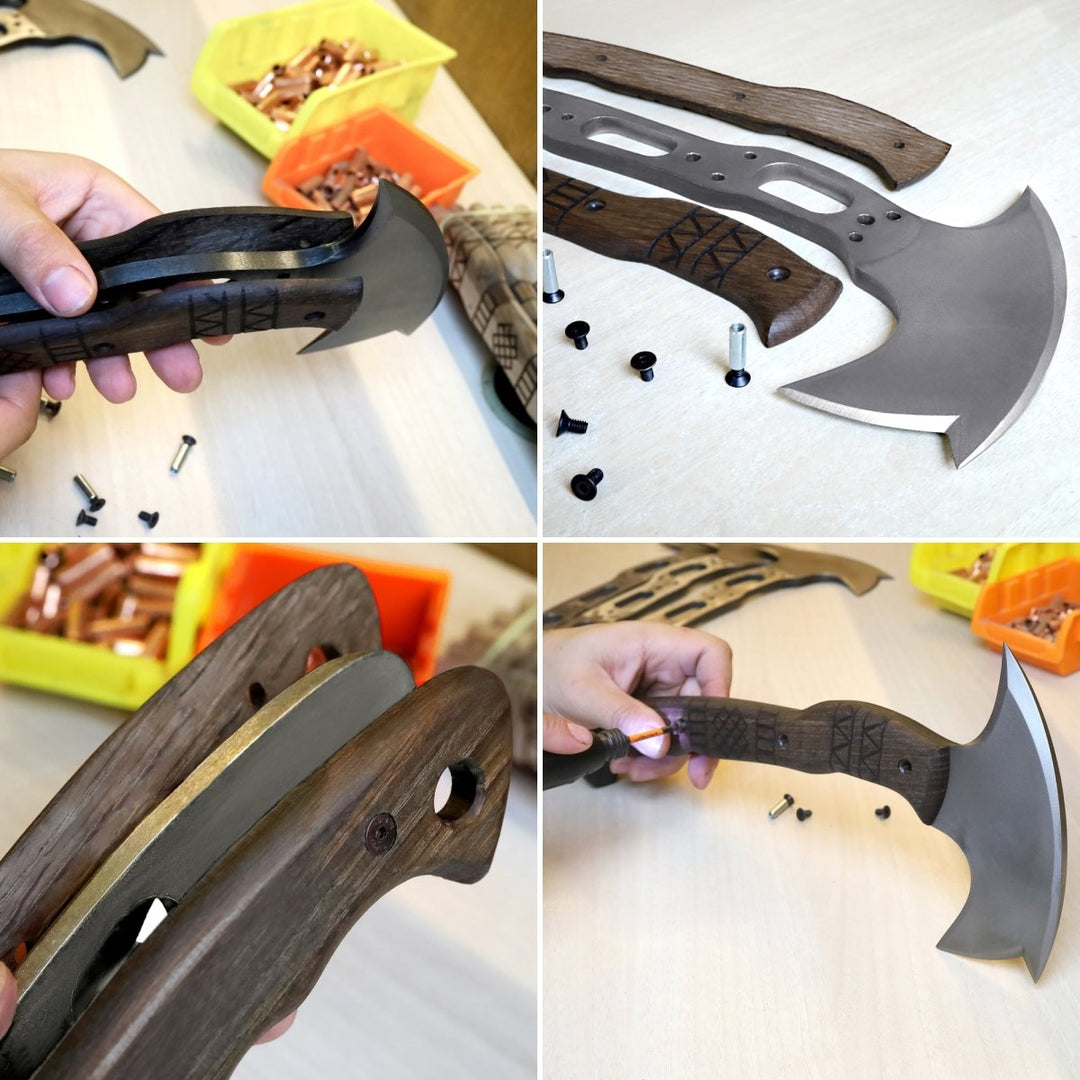 AncientSmithy Handcrafted tomahawk "Takoda" with tribal engraving