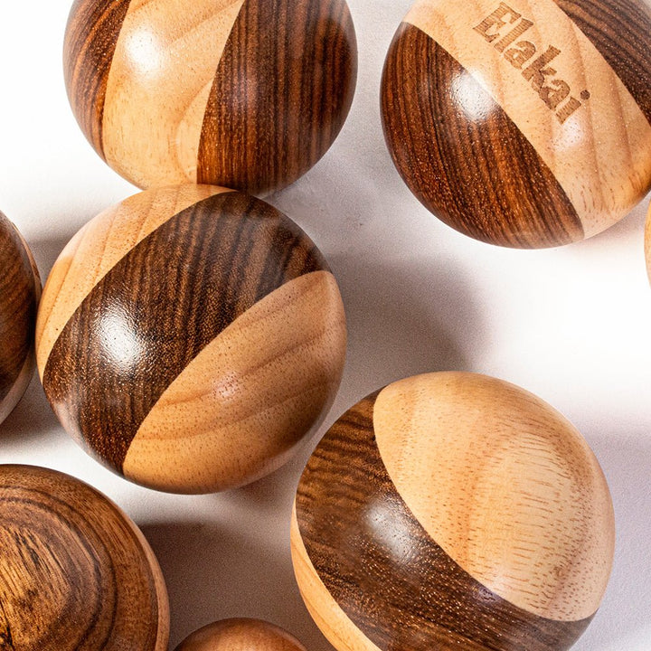 Hevea Wood 72mm Travel Bocce Set