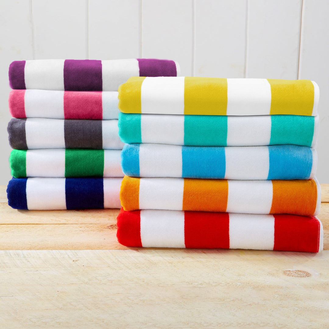 Cotton Velour Cabana Beach Towel - Novia Collection