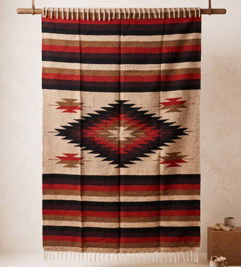 West Path Tan Mexican Diamond Yoga Blanket