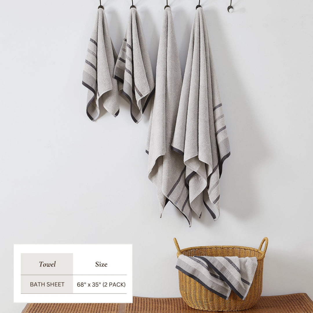 Cotton Stripe Bath Towel Set - Noelle Collection