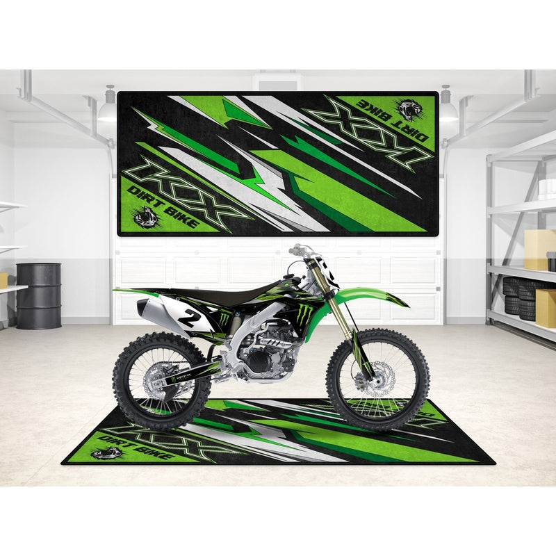 Kawasaki KX Motorcycle Mat | Non-Slip & Liquid-Proof – RedMonkey