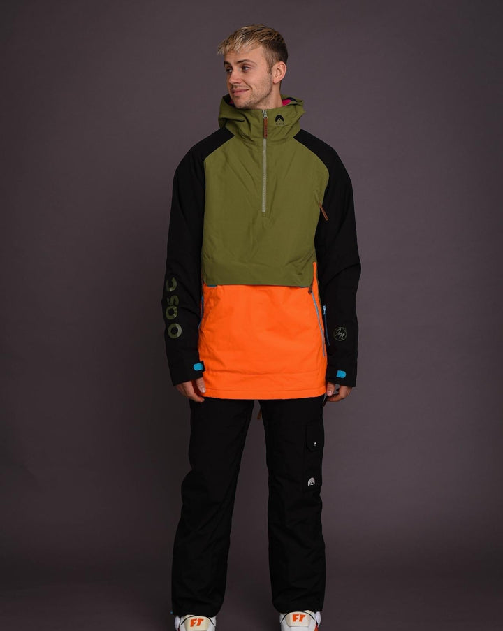 OOSC Clothing Snow Park Overhead Jacket - Orange & Khaki