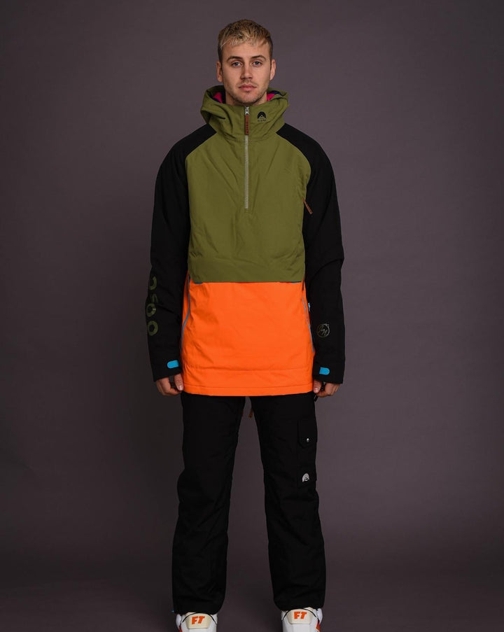 OOSC Clothing Snow Park Overhead Jacket - Orange & Khaki