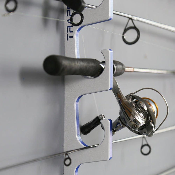 TRAPSKI Premium Fishing Rod/Pole Holder Rack Organizers | Wall or Ceiling or Boat Mounted Fishing Rod Rack | Durable Marine Grade HDPE Plastic | Stackable Storage