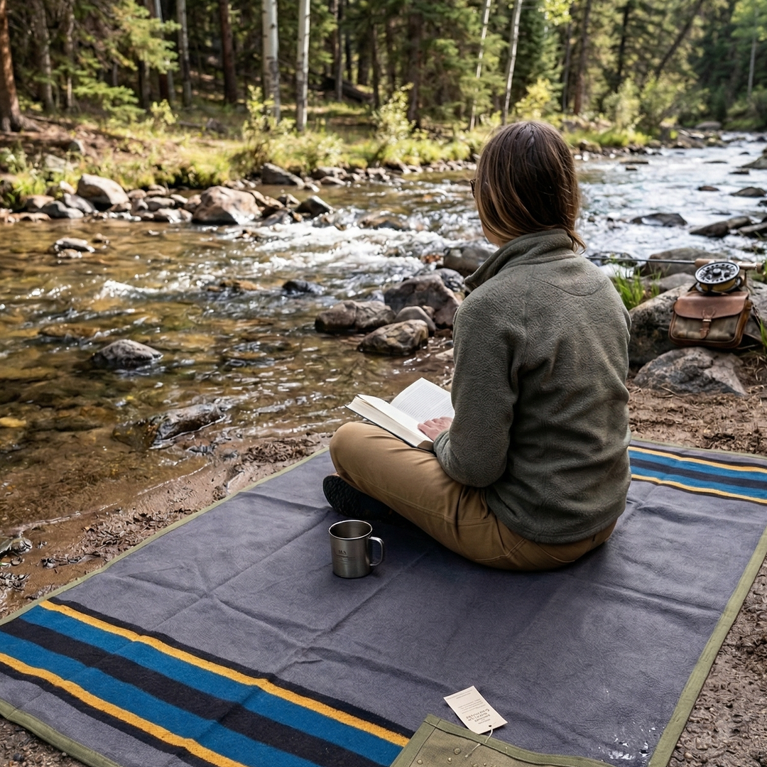 West Path Canvas Camping Blanket - Waxed Canvas Outdoor Blanket / Bushcraft Blanket