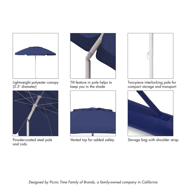Picnic Time 5.5 Ft. Portable Beach Umbrella