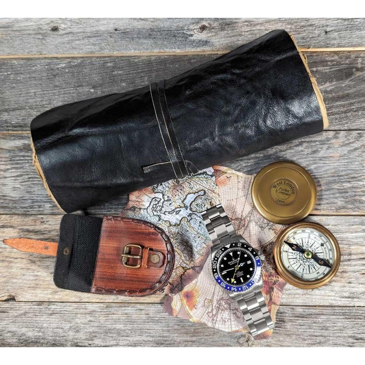 Oceaneva Men's GMT TITANIUM Automatic Deep Marine Explorer 1250M Black Ceramic Bezel Watch