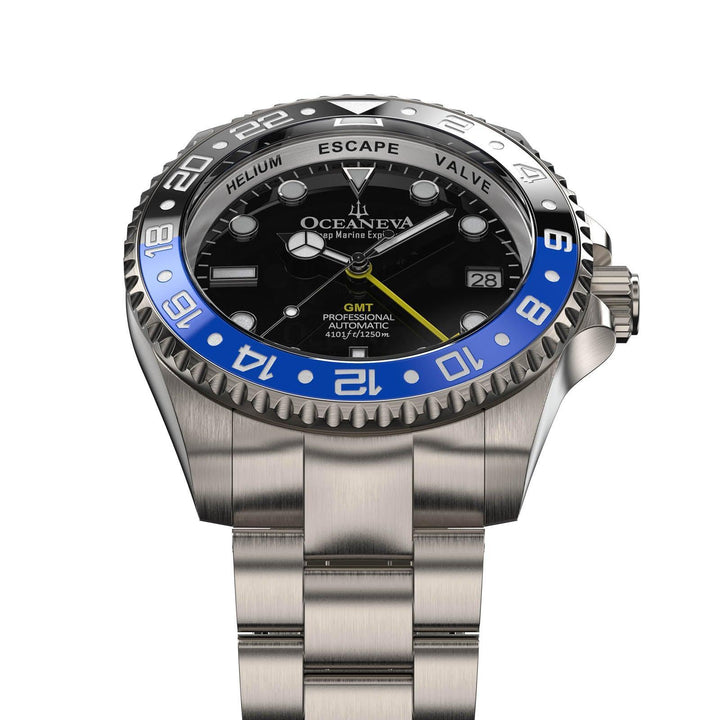 Oceaneva Men's GMT TITANIUM Automatic Deep Marine Explorer 1250M Black Ceramic Bezel Watch
