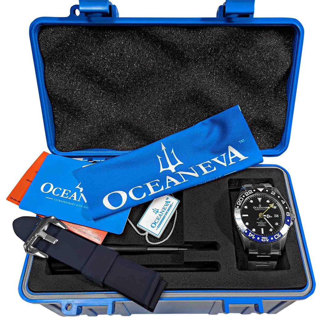 Oceaneva Men's GMT TITANIUM Automatic Deep Marine Explorer 1250M Black Ceramic Bezel Watch