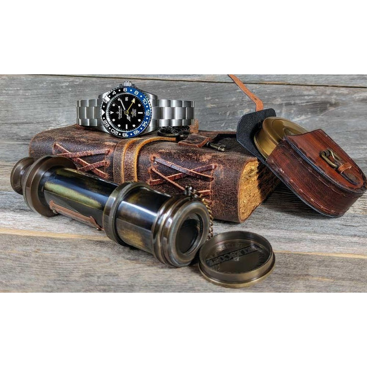 Oceaneva Men's GMT TITANIUM Automatic Deep Marine Explorer 1250M Black Ceramic Bezel Watch