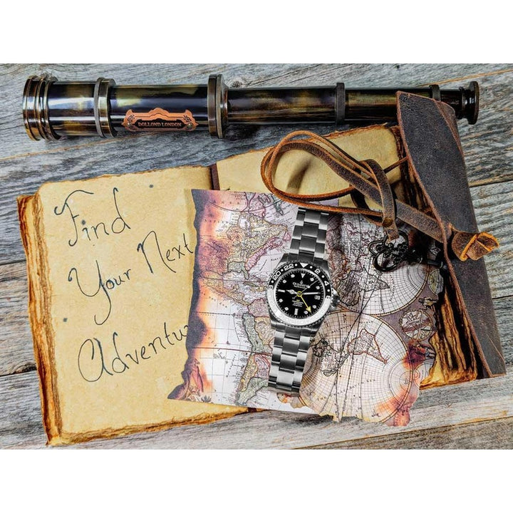 Oceaneva Men's GMT TITANIUM Automatic Deep Marine Explorer 1250M Black & White Ceramic Bezel Watch