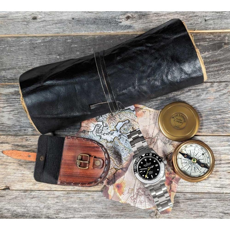 Oceaneva Men's GMT TITANIUM Automatic Deep Marine Explorer 1250M Black & White Ceramic Bezel Watch