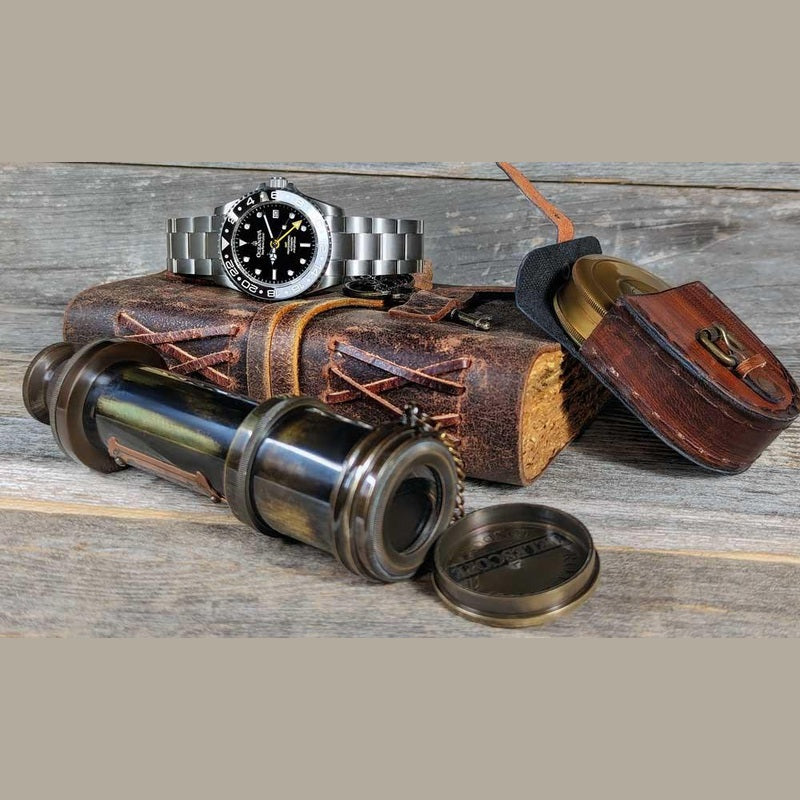 Oceaneva Men's GMT TITANIUM Automatic Deep Marine Explorer 1250M Black & White Ceramic Bezel Watch