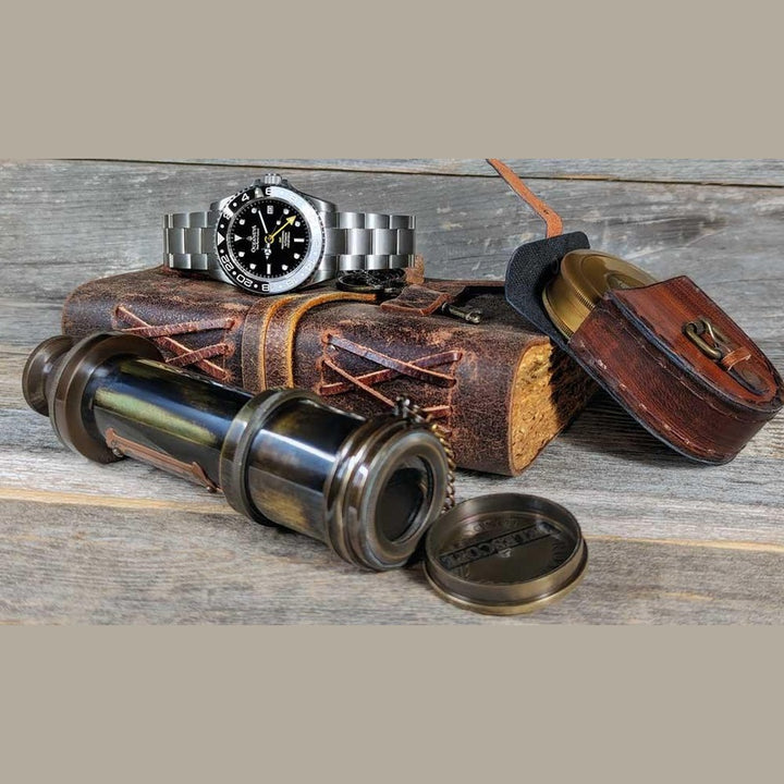 Oceaneva Men's GMT TITANIUM Automatic Deep Marine Explorer 1250M Black & White Ceramic Bezel Watch