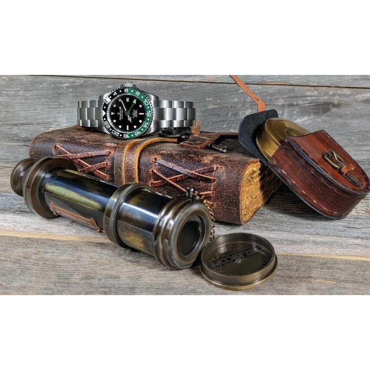 Oceaneva Men's GMT TITANIUM Automatic Deep Marine Explorer 1250M Black Green Bezel Watch