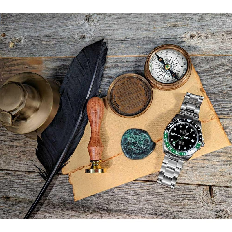 Oceaneva Men's GMT TITANIUM Automatic Deep Marine Explorer 1250M Black Green Bezel Watch