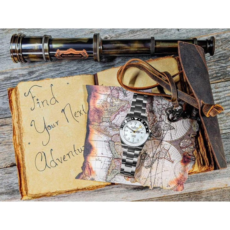 Oceaneva Men's GMT TITANIUM Automatic Deep Marine Explorer 1250M White & Black Ceramic Bezel Watch