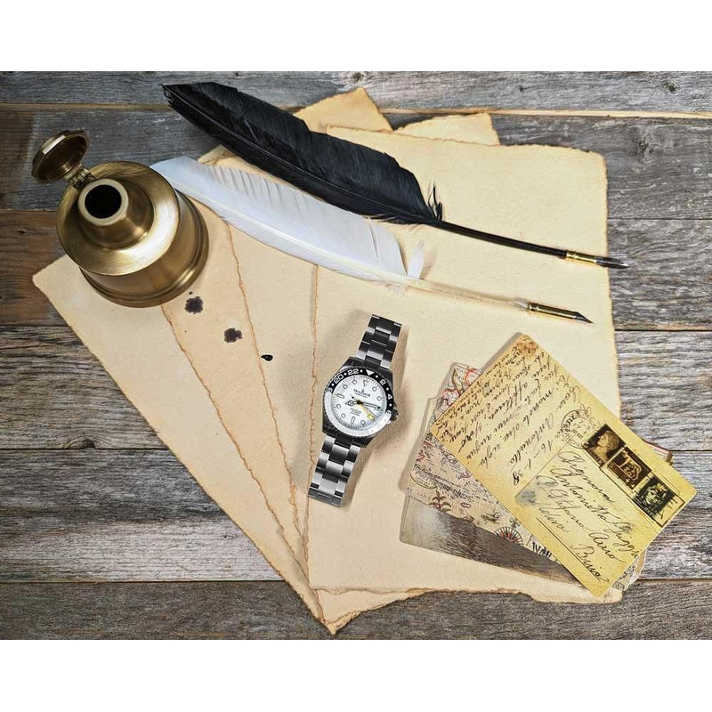 Oceaneva Men's GMT TITANIUM Automatic Deep Marine Explorer 1250M White & Black Ceramic Bezel Watch