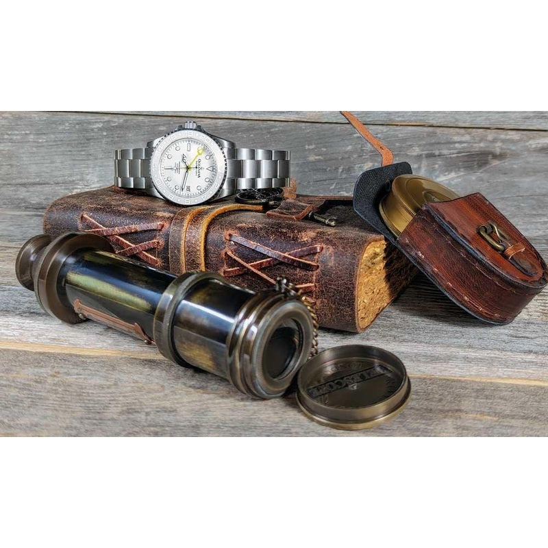 Oceaneva Men's GMT TITANIUM Automatic Deep Marine Explorer 1250M White Ceramic Bezel Watch