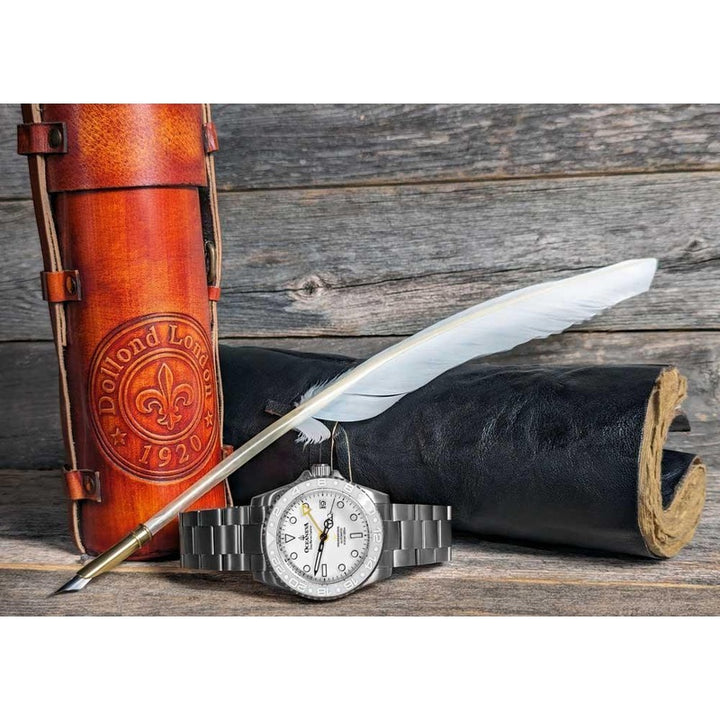 Oceaneva Men's GMT TITANIUM Automatic Deep Marine Explorer 1250M White Ceramic Bezel Watch