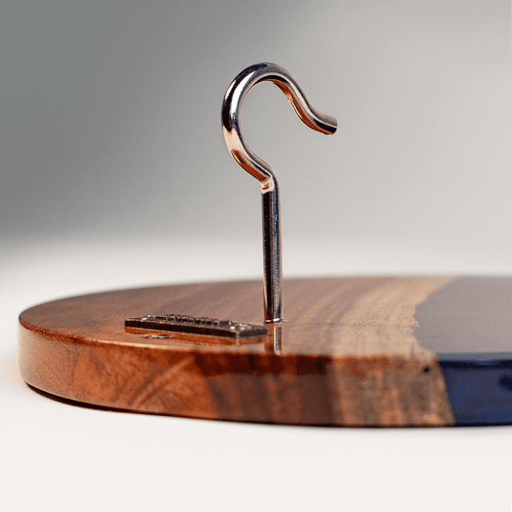 One of a Kind Blue Pearl Epoxy Resin Live-Edge Wood Hook and Ring Toss Game