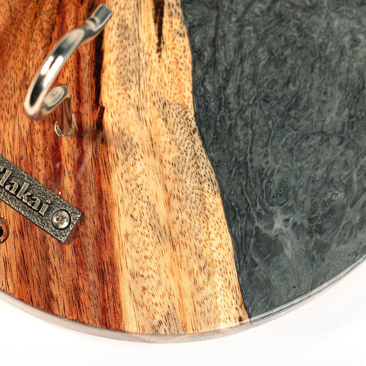 One of a Kind Gray Stone Epoxy Resin Live-Edge Wood Hook and Ring Toss Game