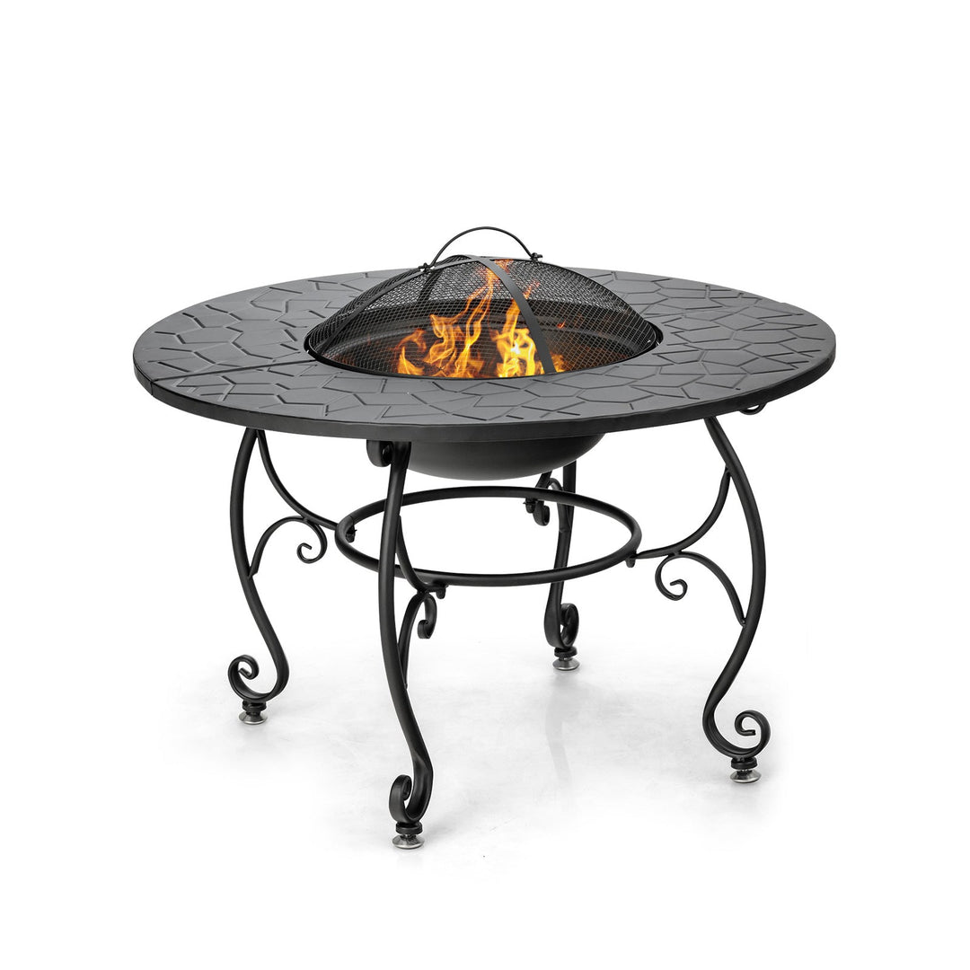 Patio Fire Pit Dining Table with Cooking BBQ Grate