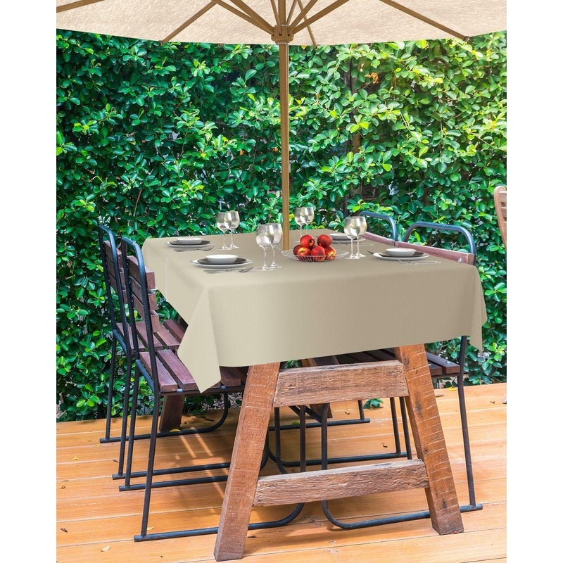 Outdoor Tablecloth Khaki Ombre Rectangle 60x84 with Umbrella Hole Zipper
