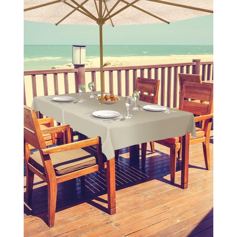 Outdoor Tablecloth Khaki Ombre Rectangle 60x84 with Umbrella Hole Zipper