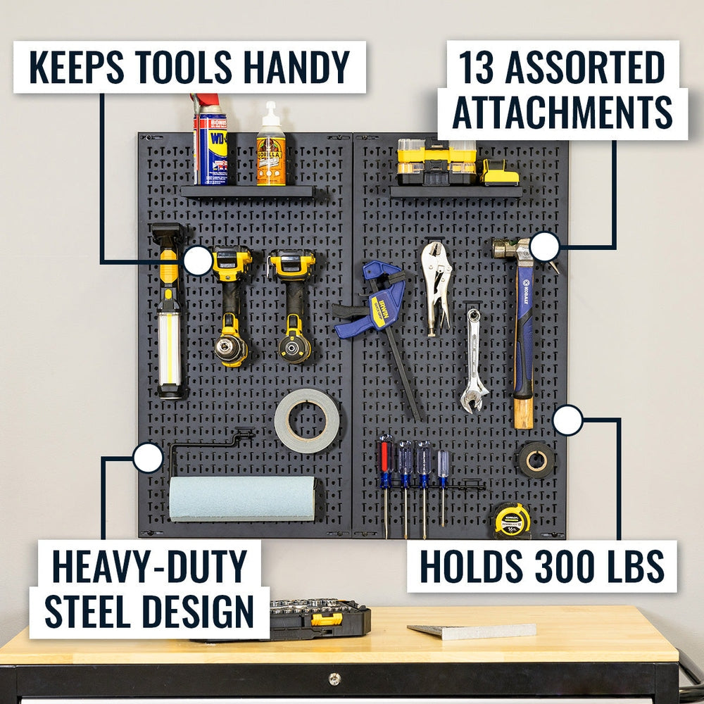 34" x 32" Pegboard with 13 Attachments for Tools