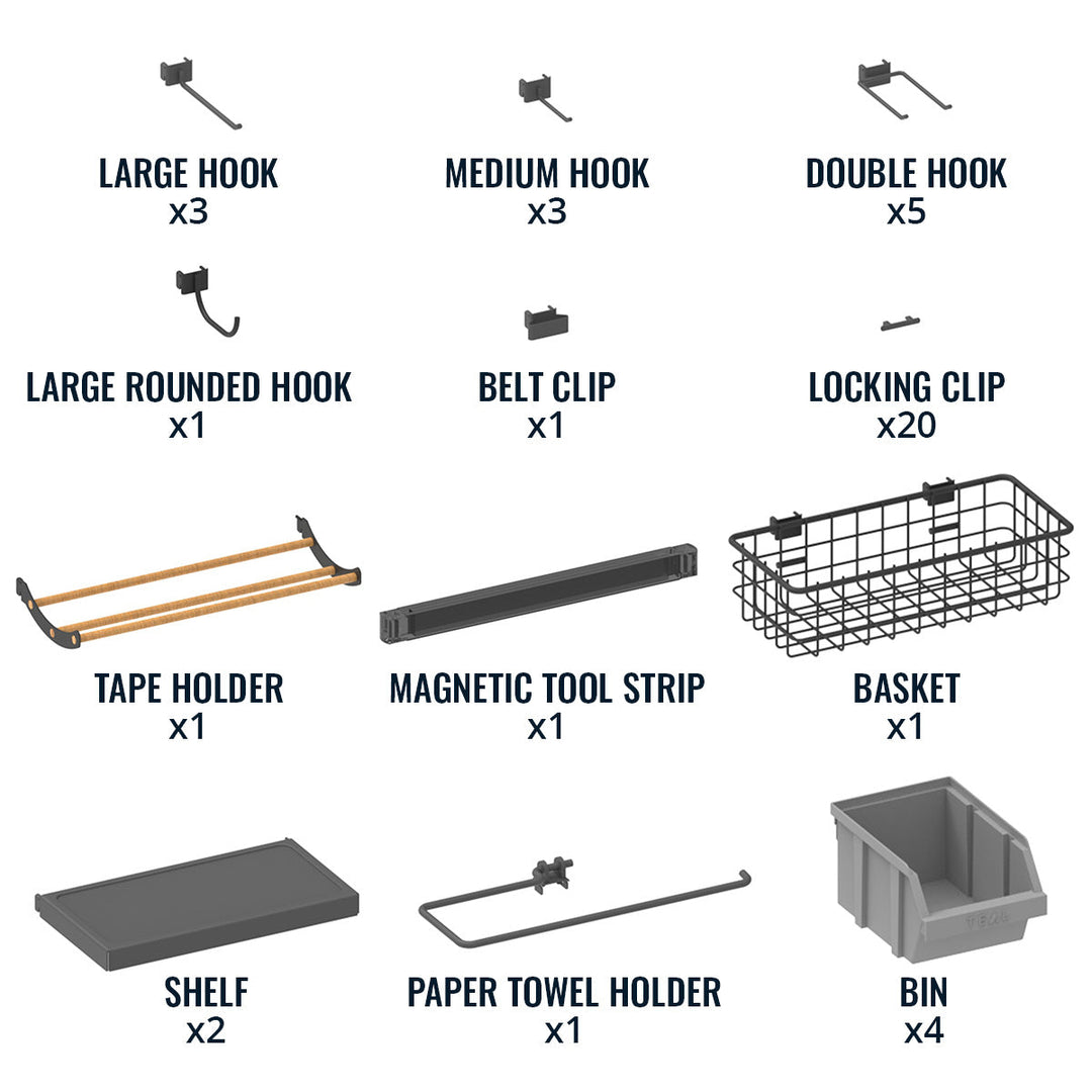 51" x 32" PRO Pegboard with Attachments for Tool Organization