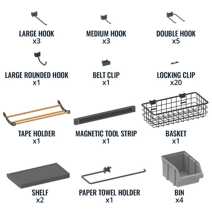 51" x 32" PRO Pegboard with Attachments for Tool Organization