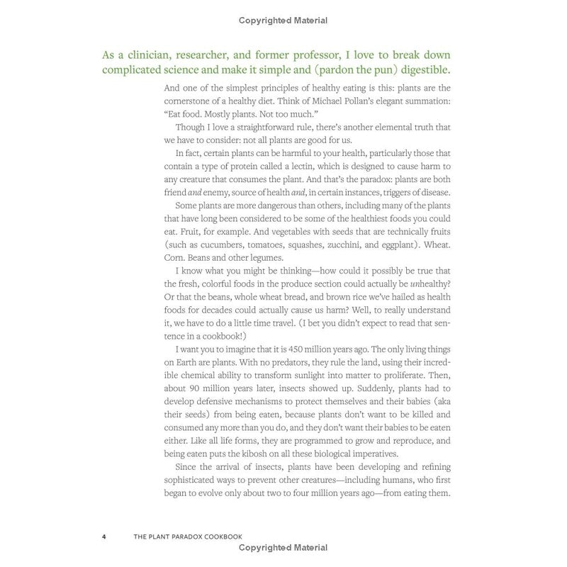 The Plant Paradox Cookbook: 100 Delicious Recipes to Help You Lose Weight, Heal Your Gut, and Live Lectin-Free Spiral Bound