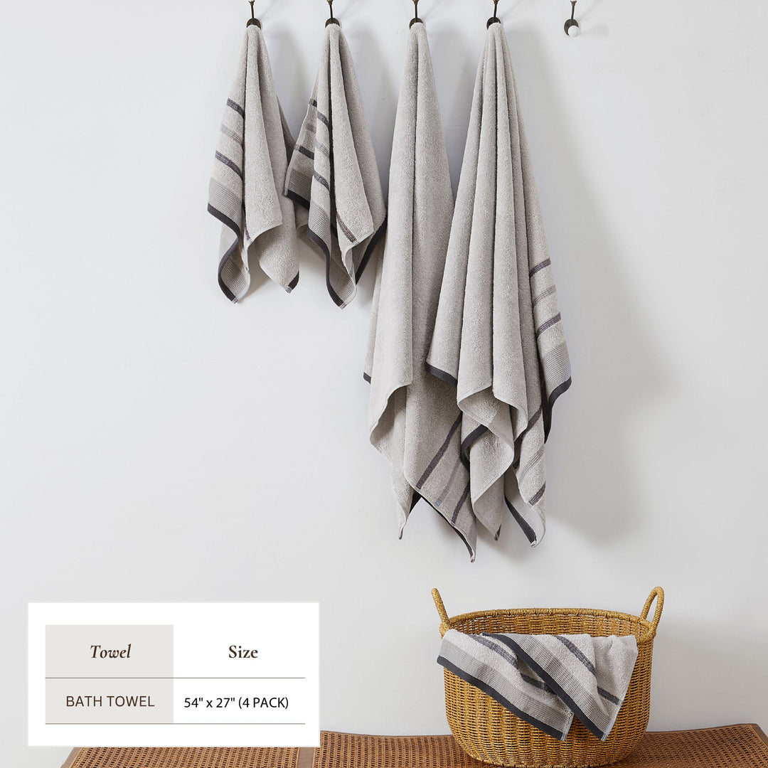 Cotton Stripe Bath Towel Set - Noelle Collection