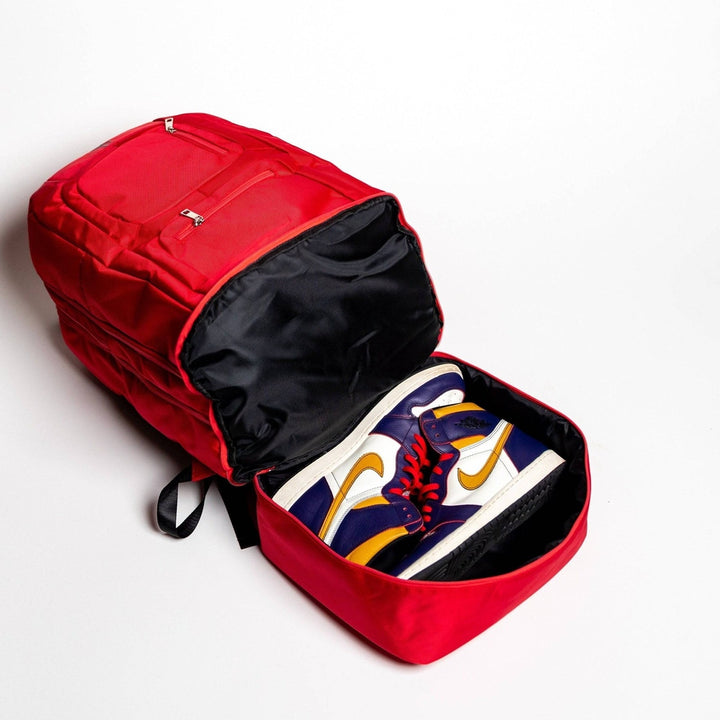 Sole Premise Red Polyester Carry-On Bag Patented Signature Design