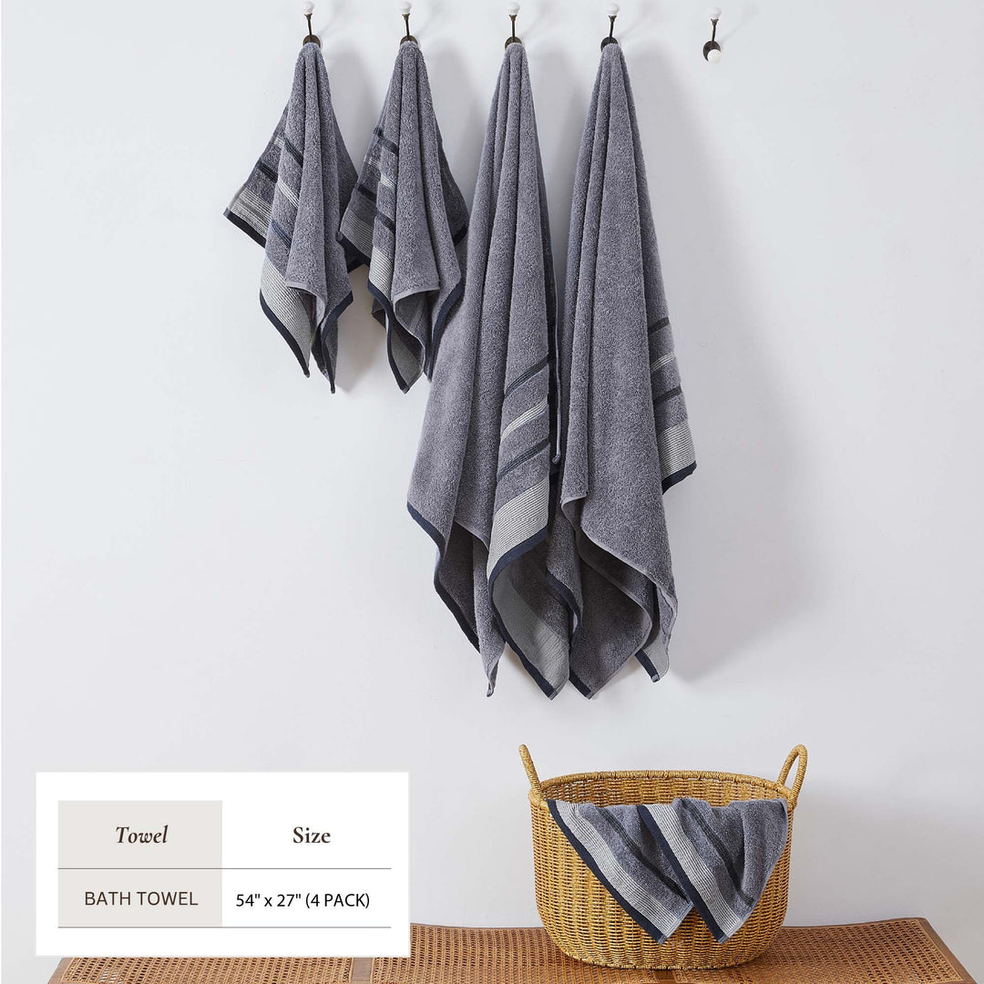 Cotton Stripe Bath Towel Set - Noelle Collection
