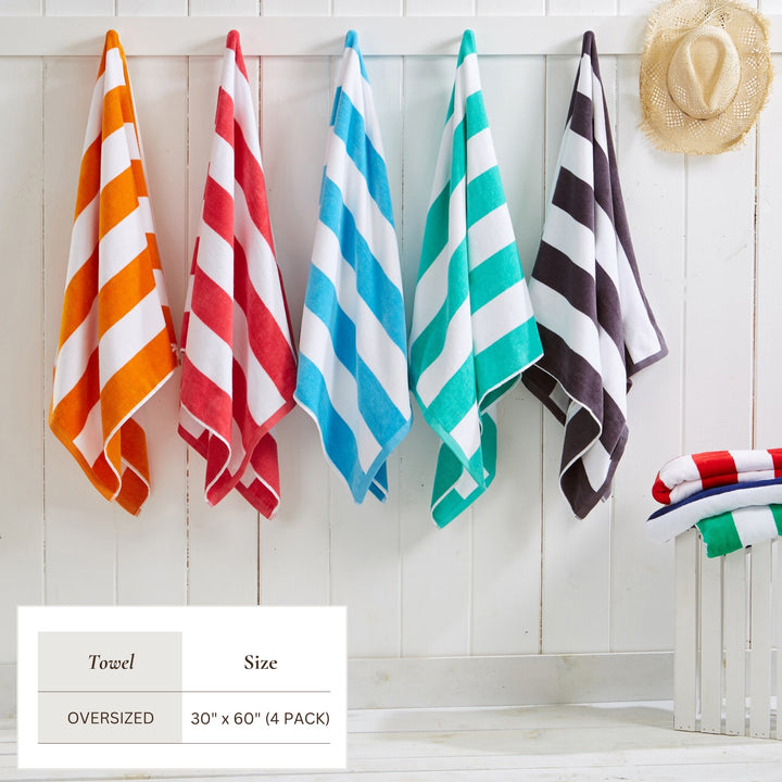 Cotton Velour Cabana Beach Towel - Novia Collection