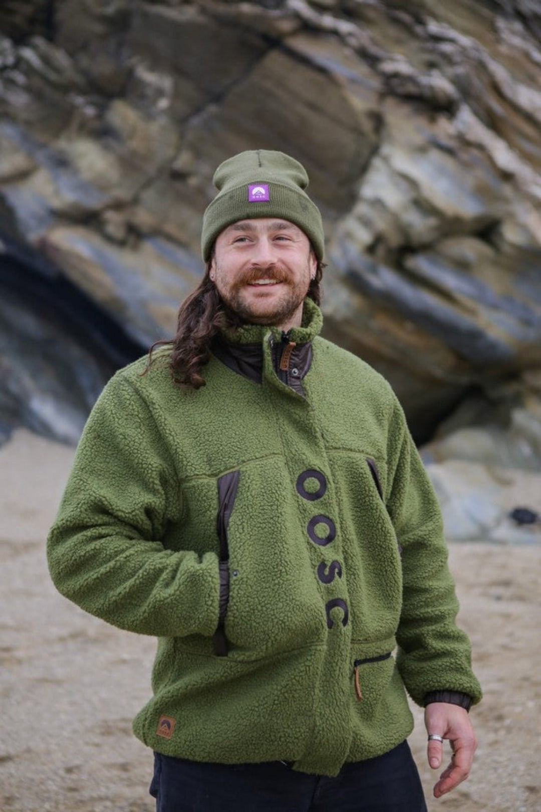 OOSC Clothing Sherpa Fleece Jacket - Khaki / Black - Men's