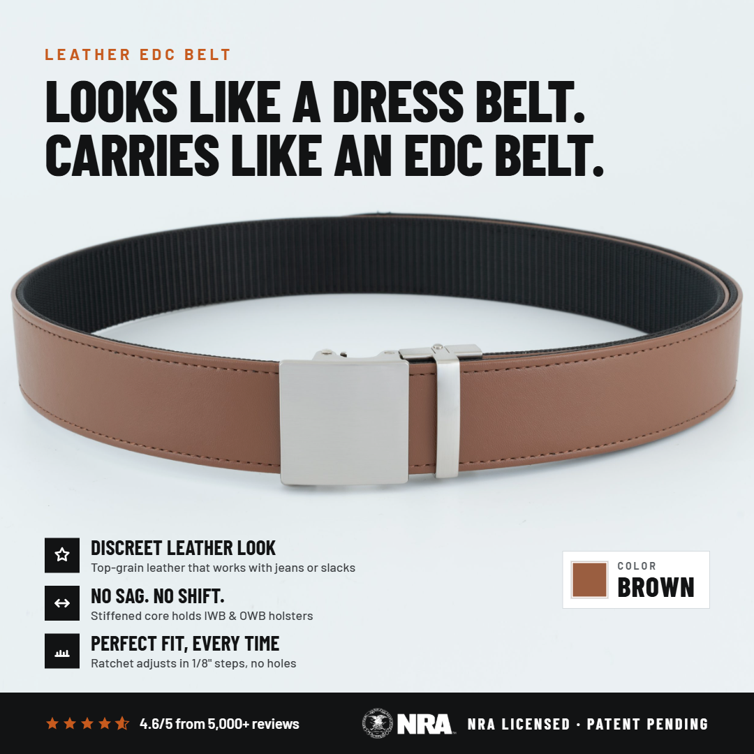 2ND AMEN EDC Stealth 1.0 Leather Gun Belt 1.5"