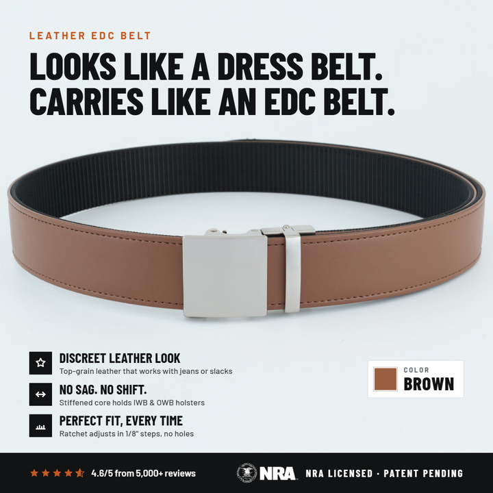 2ND AMEN EDC Stealth 1.0 Leather Gun Belt 1.5"