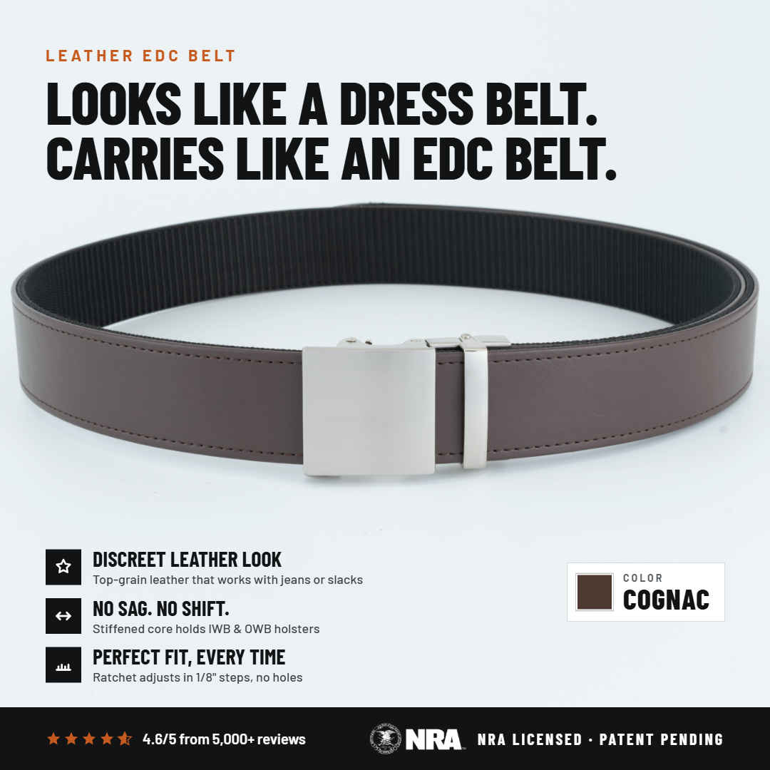2ND AMEN EDC Stealth 1.0 Leather Gun Belt 1.5"