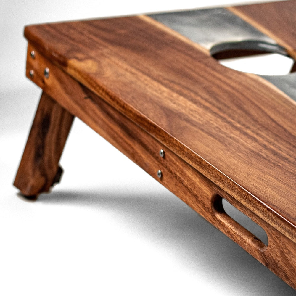 2ft x 4ft Resin & Wood Classic Cornhole Set | Live Edge River Collection